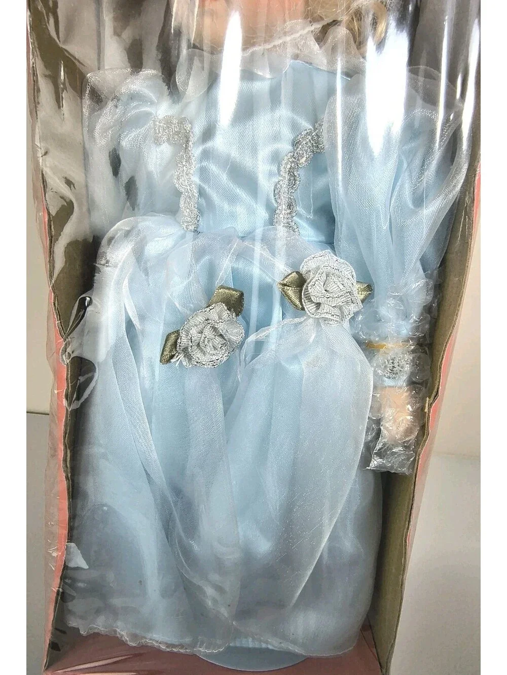 NEW Bradleys Collectible Dolls Cinderella Blue Dress Silver Roses Porcelain 1999